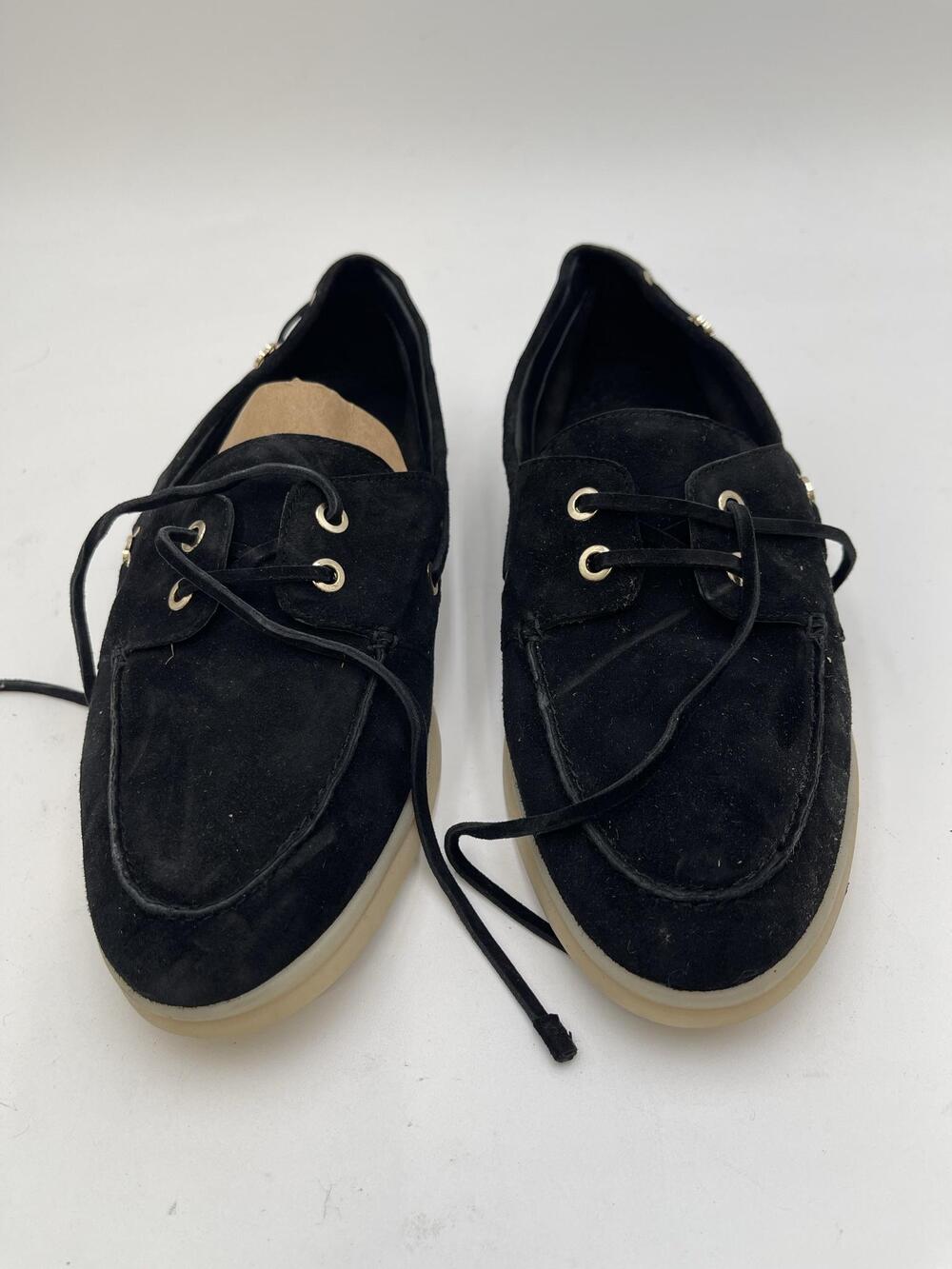 GUESS Shoes Womens Black Suede Boat Casual Flats Lace Up Round Toe Size 9 M